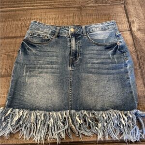 Black Label Blue Fringe Mini Skirt